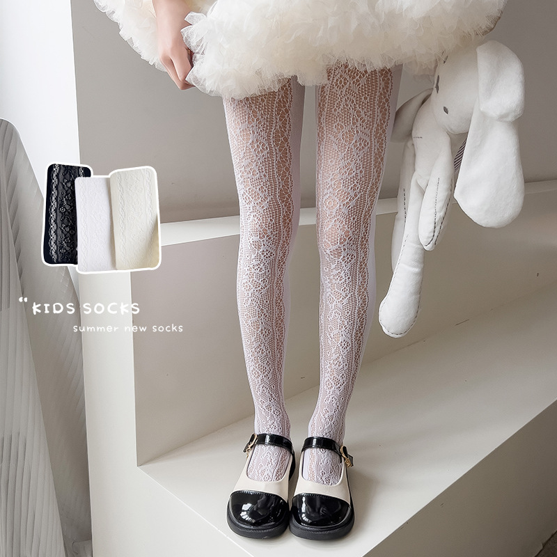 Leggings infantiles mujeres primavera y verano delgada pantalones de malla de encaje Lolita niña coreana pantalones infantiles