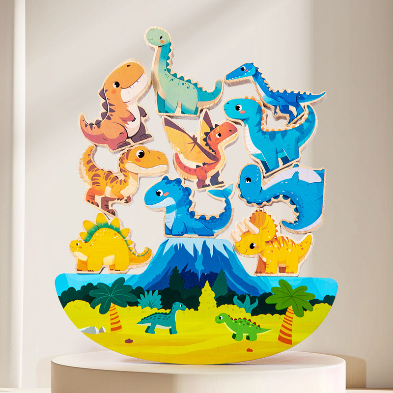 Madera gran granular animales y plantas bloque de construcción apilado Le entrenamiento de equilibrio apilado alto puzzle infantil juguete interactivo de educación temprana