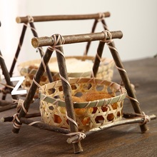 竹编小果篮手工竹编制品竹篮子收纳筐水果盘点心篮农家用编织簸箕