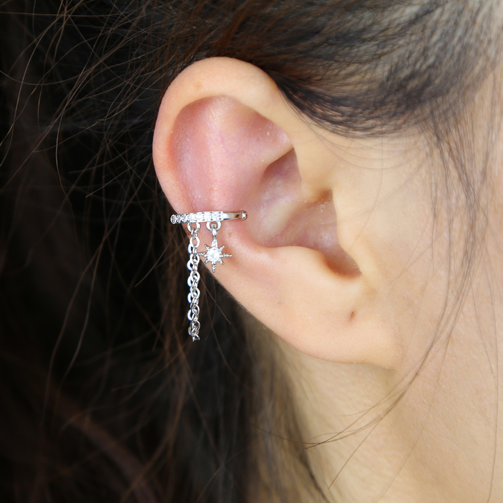 Orecchini a clip a forma di stella con zirconi per donna oro_voghion.com