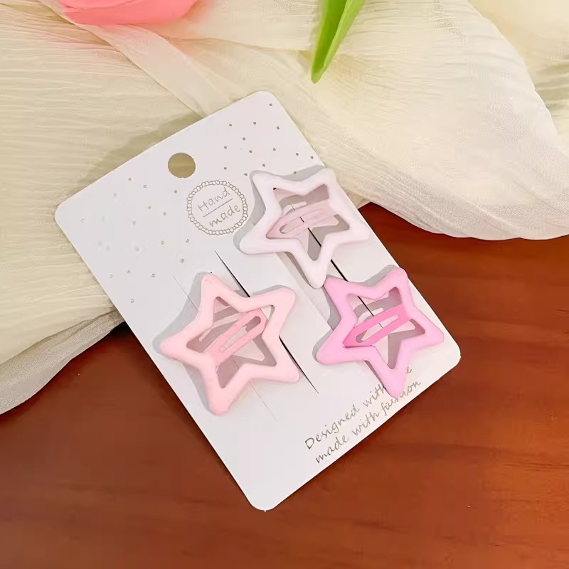 Dulces pinzas de cabello de estrellas rosadas, pinzas de cabello para mujeres, pinzas de cabello rotas, pinzas de cabello para la frente, pinzas de cabello lindas
