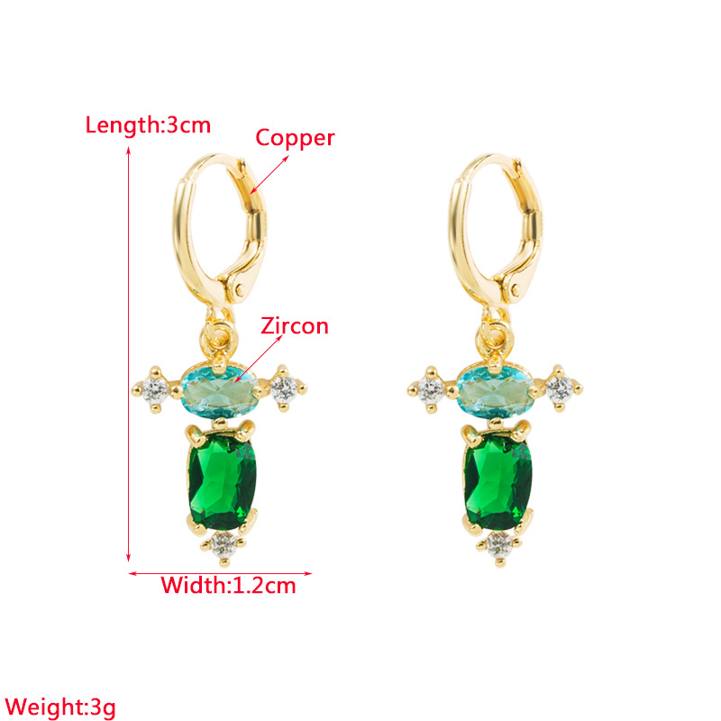 Fashion Star Moon Oval Copper Earrings Inlay Zircon Copper Earrings display picture 1