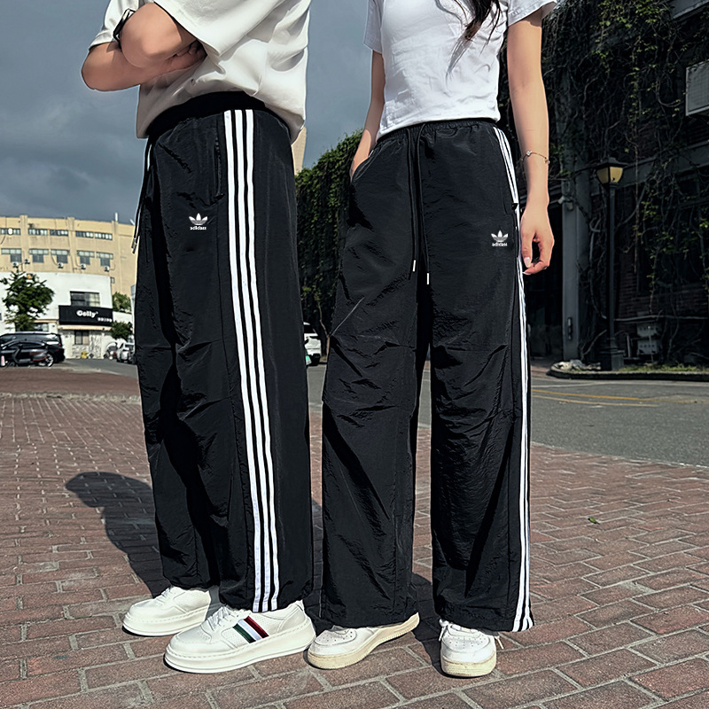 Clover Summer New Style Paratrooper Pants with Three Stripes, Loose Ultra-Thin Breathable Casual Pants, Unisex Woven Sports Trousers