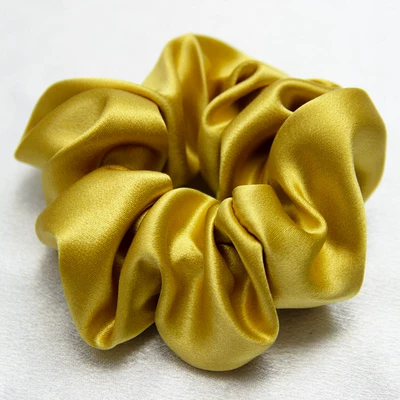 Saç üçün rezinlər: Mulberry Silk Scrunchie Silk Decorative - golden-champagne-4cm100-mulberry-silk-30-momme