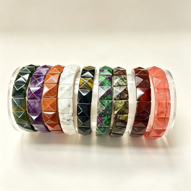 Direct from the manufacturer: natural stone pyramid crystal faceted bracelets, simple and elegant, wholesale of citrine and rose quartz bracelets
