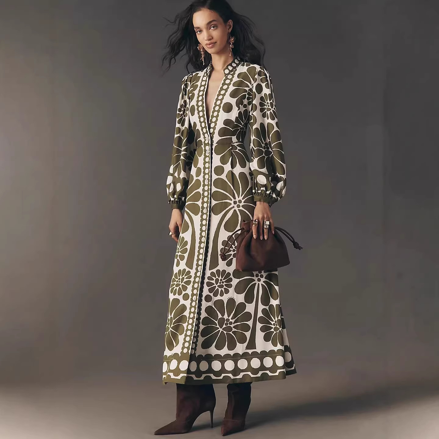 Women's Clothing Elegant Bohemian Printed Shirt Dress Long Sleeved Women's Clothing For Formal & Casual For Women_ecoleips.com