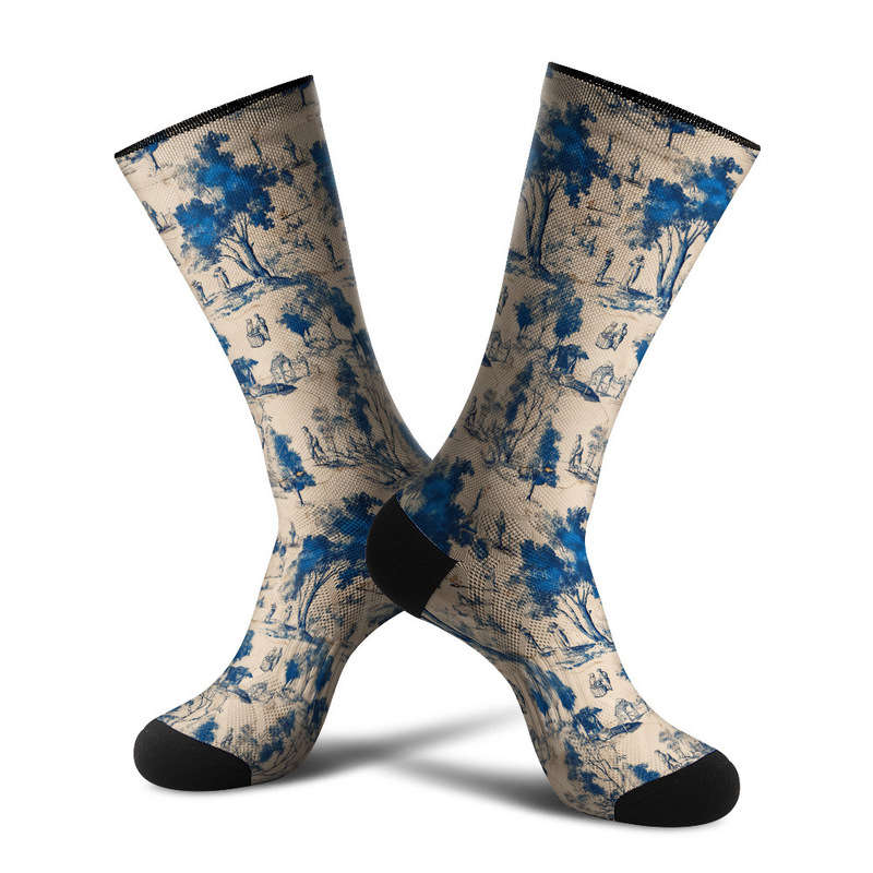360 Seamless Digital Printing 3D Digital Printing Trendyy Socks Retro Watercolor Style Literary Style Stockings