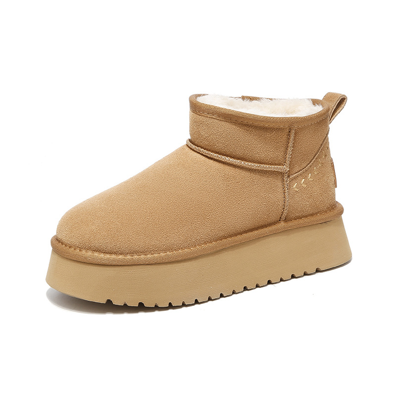 Botas de nieve de fondo grueso para mujeres 2025 nuevo otoño y invierno más terciopelo grueso botas de algodón casuales