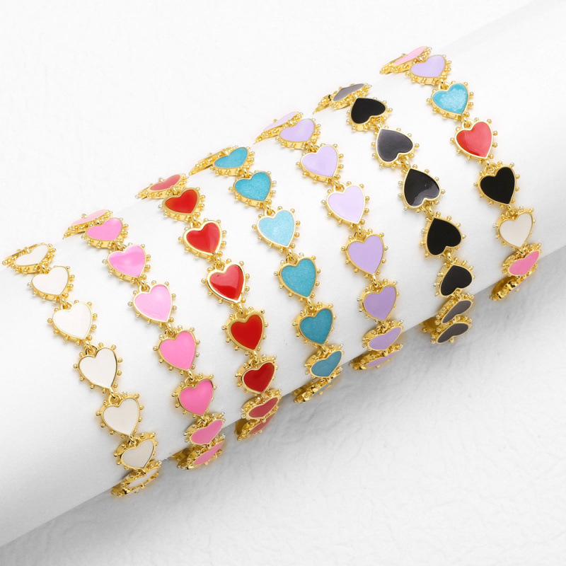 AS jewelry is a bestseller on Amazon's cross-border platform, featuring colorful enamel heart-shaped bracelets and wrist accessories brm02 bracelet