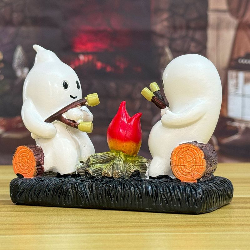 跨境爆品万圣节创意幽灵篝火树脂摆件两个幽灵烤火装饰品摆件|undefined