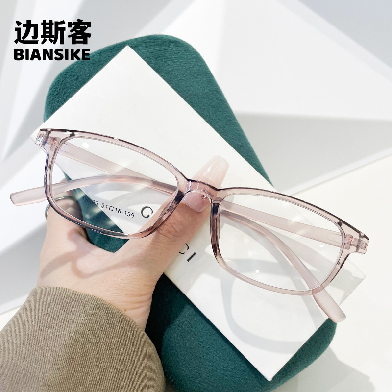 15003 New Ultra-Light Plain Makeup Slimming Look Brown Glasses Frame for Students, Versatile and Artistic, Can Be Matched with Astigmatism Height