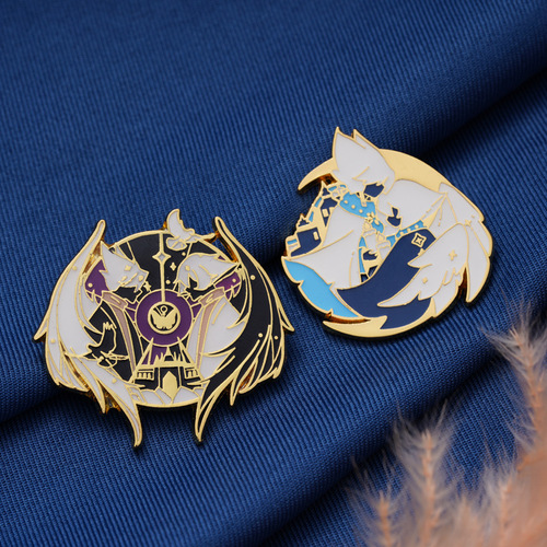 Second-generation peripheral light encounters and stays together anime fan love couple brooch badge alloy paint glue gift