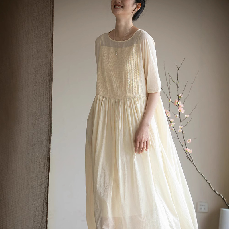 2025 spring and summer new cotton dress new lightweight elegant loose temperament dress 2025 spring and summer new cotton dress new lightweight elegant loose temperament dress