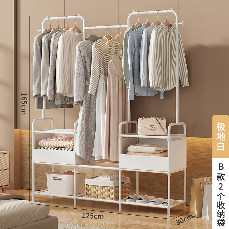 金属製簡易家庭用寝室鉄製フレーム、厚め、賃貸住宅用収納ハンガーラック、頑丈で耐久性があり、シンプルでモダン|undefined