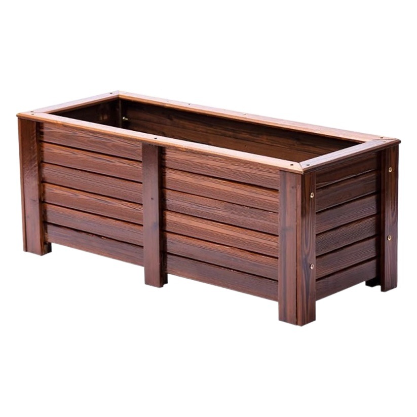 Outdoor Antiseptic Wood Flower Box Square Durable Courtyard Fruit Tree Planting Box Engineering Indoor and Outdoor Tree Planting Special Flower Box