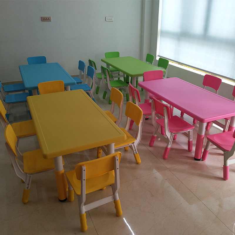 Kindergarten Adjustable Kidsren's Tables and Chairs Kidsren's Learning Table and Chair Set Baby Household Plastic Table Rectangular Table