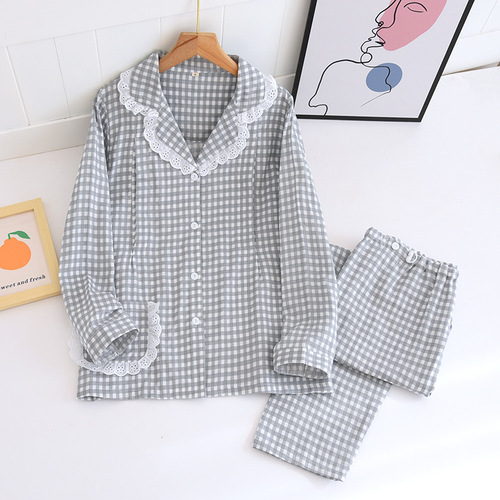 Spring and Autumn Double-layer Cotton Postpartum Pajamas Breathable for Pregnant Women and Postpartum Use