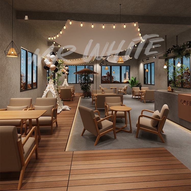 Cross-border foreign trade lounge area, coffee shop table and chair set, milk tea shop solid wood sofa chair, bar booth seating, leisure Cross-border foreign trade lounge area, coffee shop table and chair set, milk tea shop solid wood sofa chair, bar booth seating, leisure