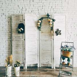 Solid Wood Lattice Screen Partition Folding Shop Window Disp