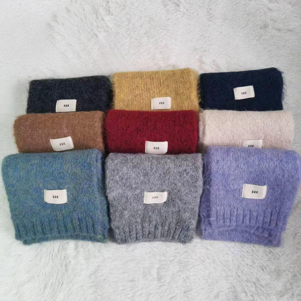 Маленький шарф Зимний однотонный теплый корейский стиль ins милый Универсальный студенческий вязаный шарф