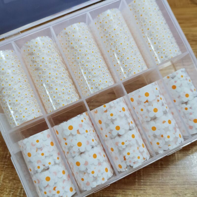 Nail Art small Daisy sunflower small flower Starry Sky transfer paste flower starry sky paper 10 color set 4*100cm