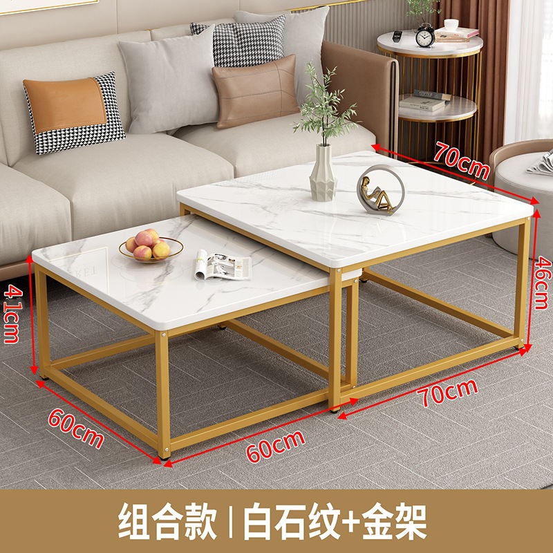 Mesa de café de vidrio nórdico sala de estar creativa red roja redonda traje pequeño apartamento imitación mármol ins mesa de té de hierro