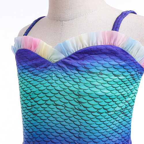 Amazon cosplay Little Mermaid movie style children's set for girls, two-piece fish-tailed swimsuit with spaghetti straps