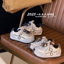 QQO童鞋 2025年秋季新款儿童真皮运动鞋韩版男女童丑萌复古阿甘鞋