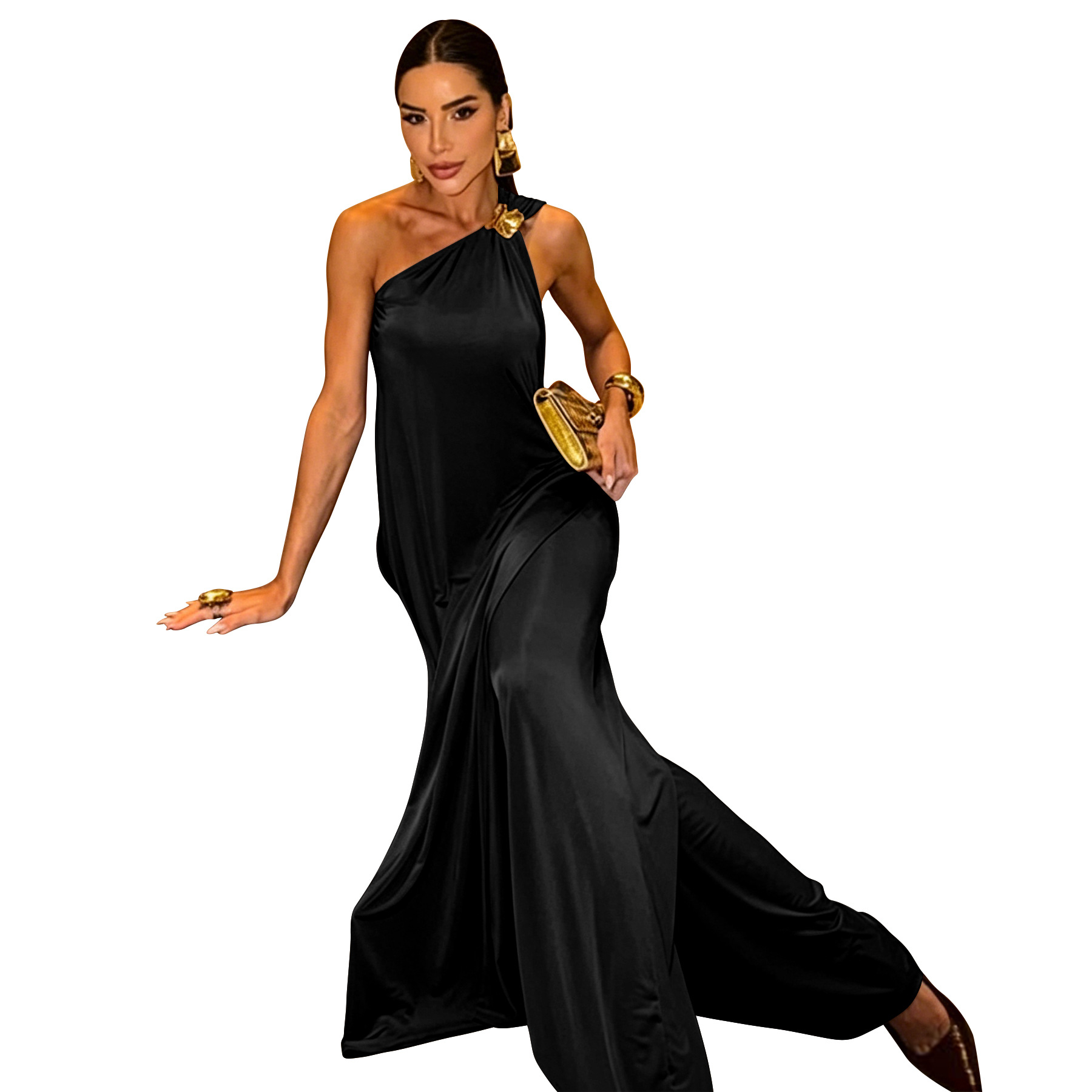 Summer Women's Long Loose Top And Solid Color Trousers Set American Fashion_ecoleips.com