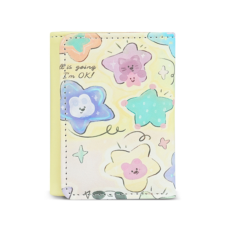 Nuevo estilo simple graffiti de color corto nicho lindo diseño de mujer plegable compacto multi-tarjeta cartera triple plegable