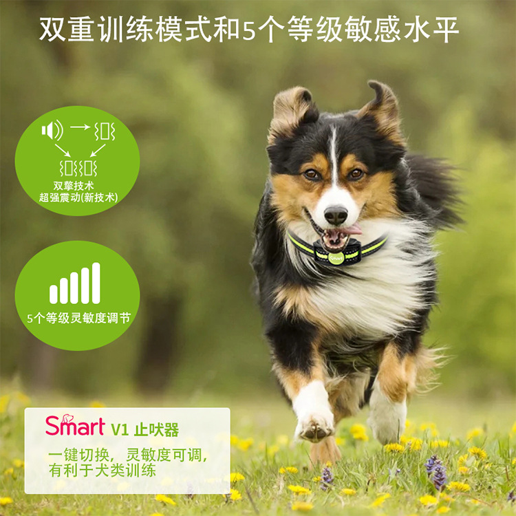 【亚马逊爆款】无电击止吠器双震动精准识别防狗叫防水充电项圈