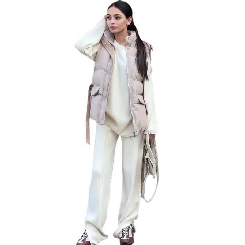2024 otoño y invierno nuevo estilo europeo y americano Amazon ropa de mujer transfronteriza de color sólido perezoso viento universal grueso chaleco de algodón image 6