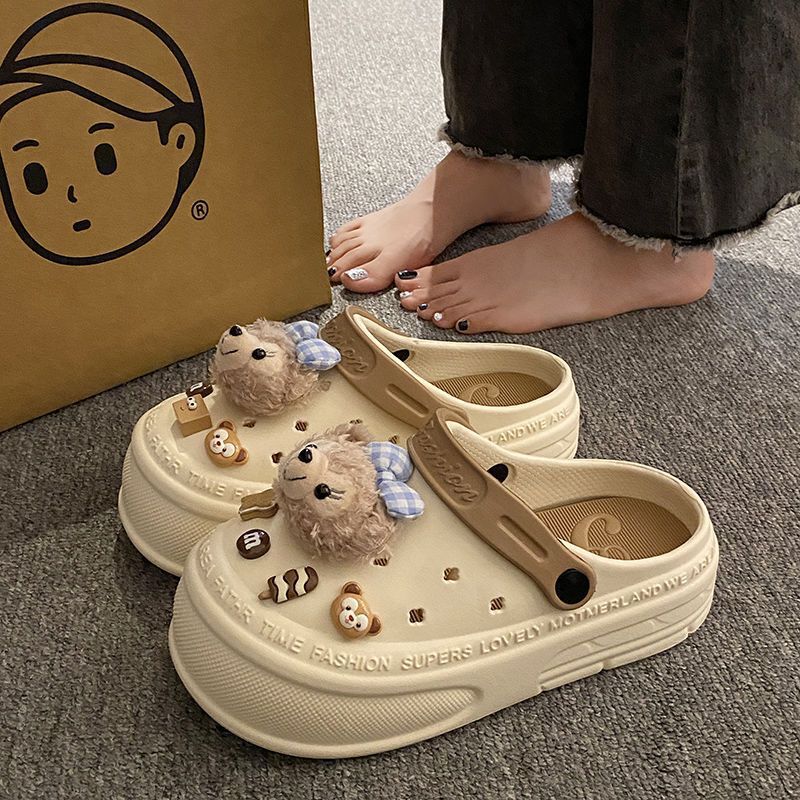 EVA Hole Shoes Women's Summer Outfit Detachable Odor Deodorant Heightening Platform Platform Bottom Flat Beach Shoes for Students