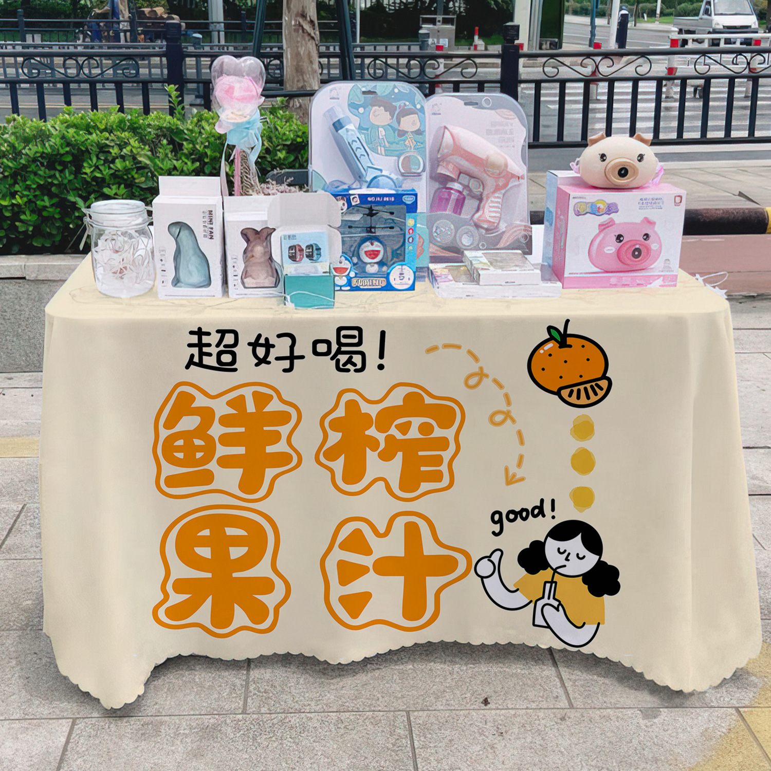 Jugo de fruta fresco toal de mesa letrero gourmet mercado nocturno en línea barraca de tela publicitaria pancarta