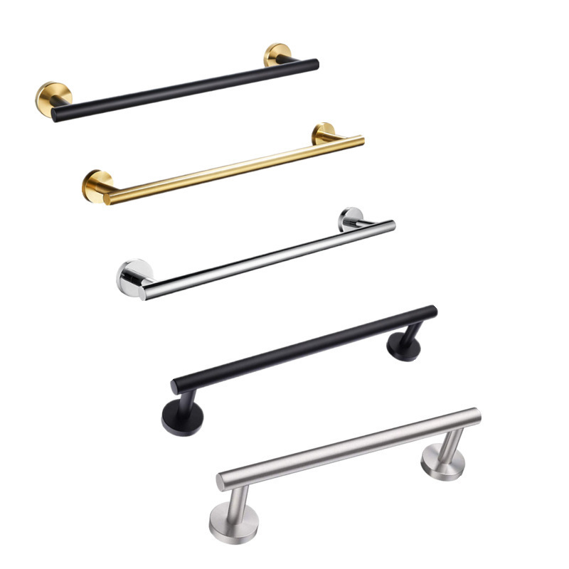 Cross-Border Customized 304 Stainless Steel Towel Bar Hotel Brushed Punched Bathroom Bathroom Hair E18