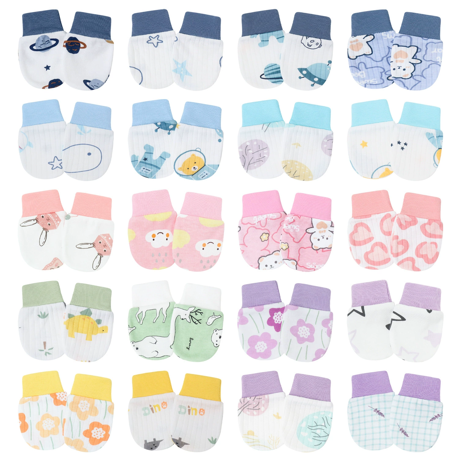 Весенние, летние, осенние и зимние детские перчатки с защитой от царапин, хлопковые перчатки для новорожденных, теплые однослойные перчатки