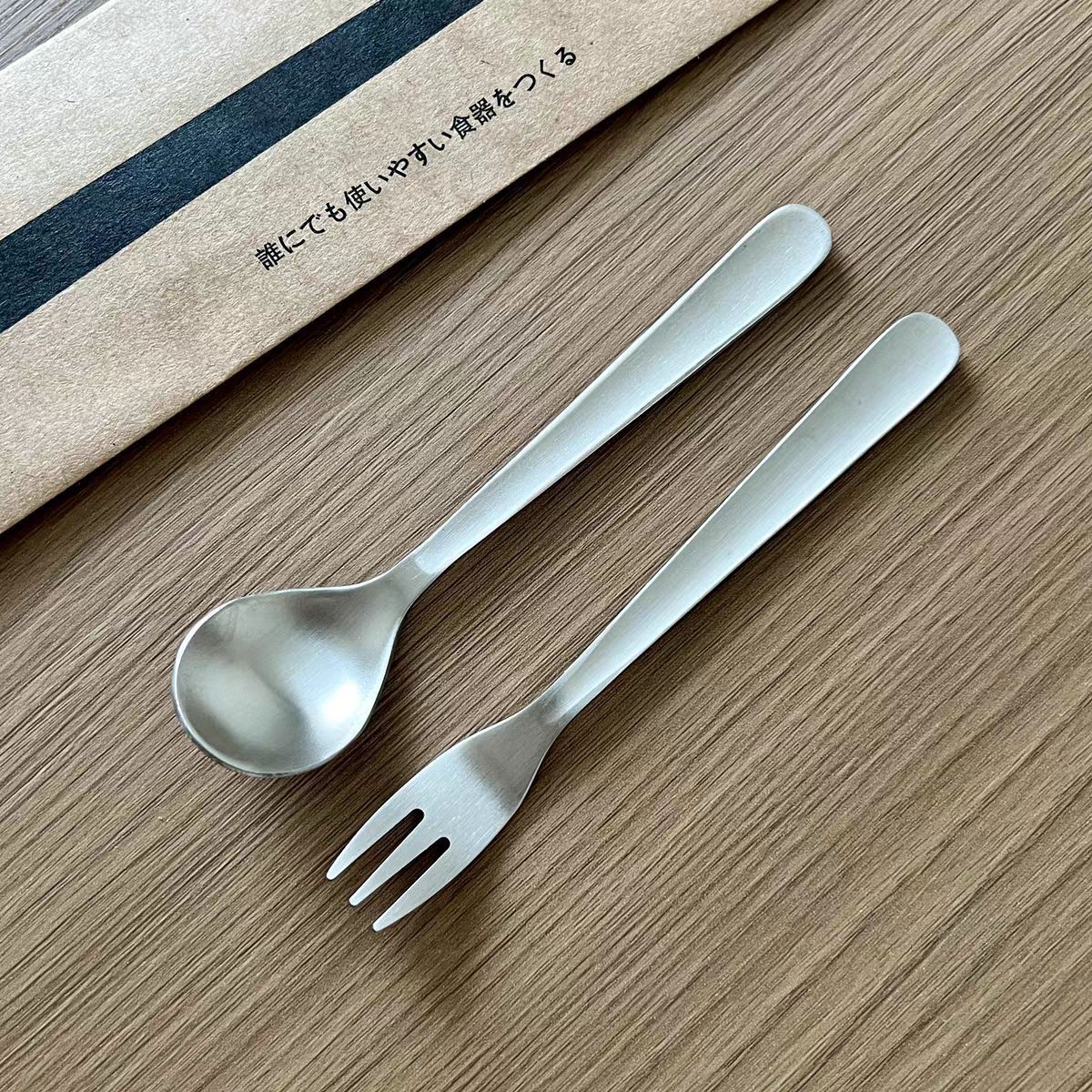 Vintage Ins-Style Cute Creative Small Western-Style Spoon, Frosted Soup Fork and Spoon, 304 Stainless Steel Fork for Pasta, Dessert, and Ice Cream