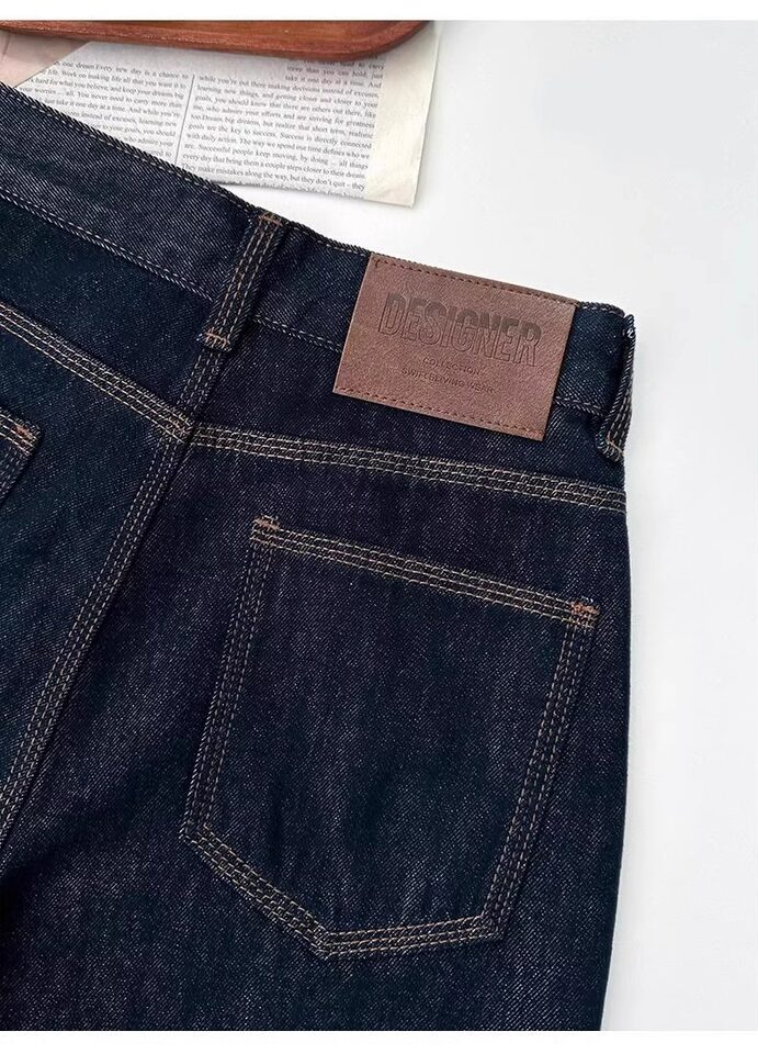 Quần jean nữ ống đứng cạp cao dáng suông ống rộng, chất denim dày, có bản lót lông cừu — Denim Blue-Small (dưới 158cm), Ningdan màu xanh kéo dài (trên 164cm), Quần denim màu xanh (dưới 163), Ning Dan Blue Extended (Lót lông cừu, cao 164cm+) chi tiết 16