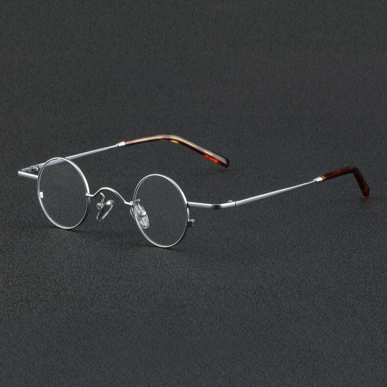 Ultra-Light Niche Retro Round Small Frame Optical Glasses Frame Matte Non-Magnetic Stainless Steel Literary and Artistic Personality for Men and Women