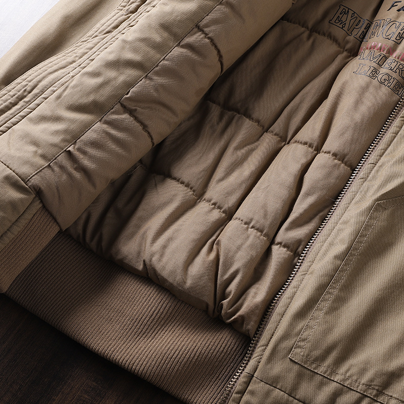 Chaqueta de invierno acolchada de algodón chaqueta de piloto de la Fuerza Aérea forrada de lana engrosada cuello de piel de cordero chaqueta acolchada de algodón ropa de trabajo chaqueta de la cubierta de los hombres