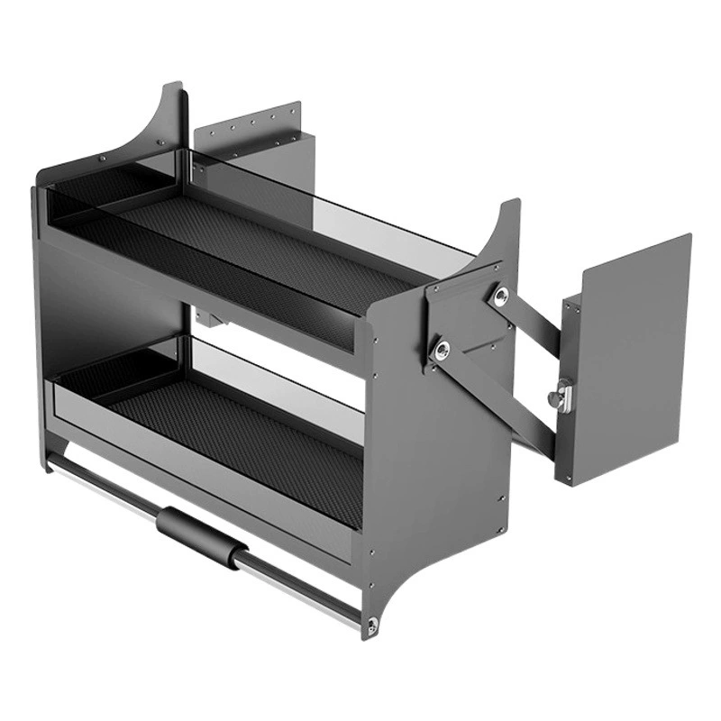 Подвесной шкаф с демпфирующейся подъемной корзиной Кухонный шкаф Верхний шкаф Откидная стойка для хранения Приправы Откидная корзина из алюминиевого сплава