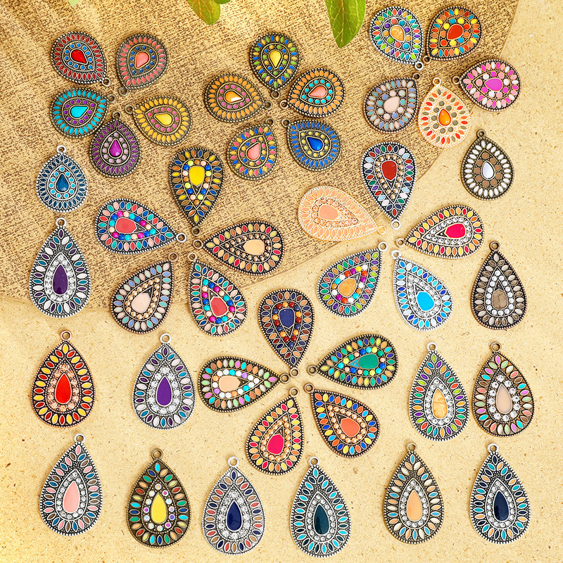 Bohemian Style DIY Jewelry Accessories Manufacturer Wholesale Personalized Exquisite Colorful Oil Drop-Shaped Earrings Pendants Bohemian Style DIY Jewelry Accessories Manufacturer Wholesale Personalized Exquisite Colorful Oil Drop-Shaped Earrings Pendants