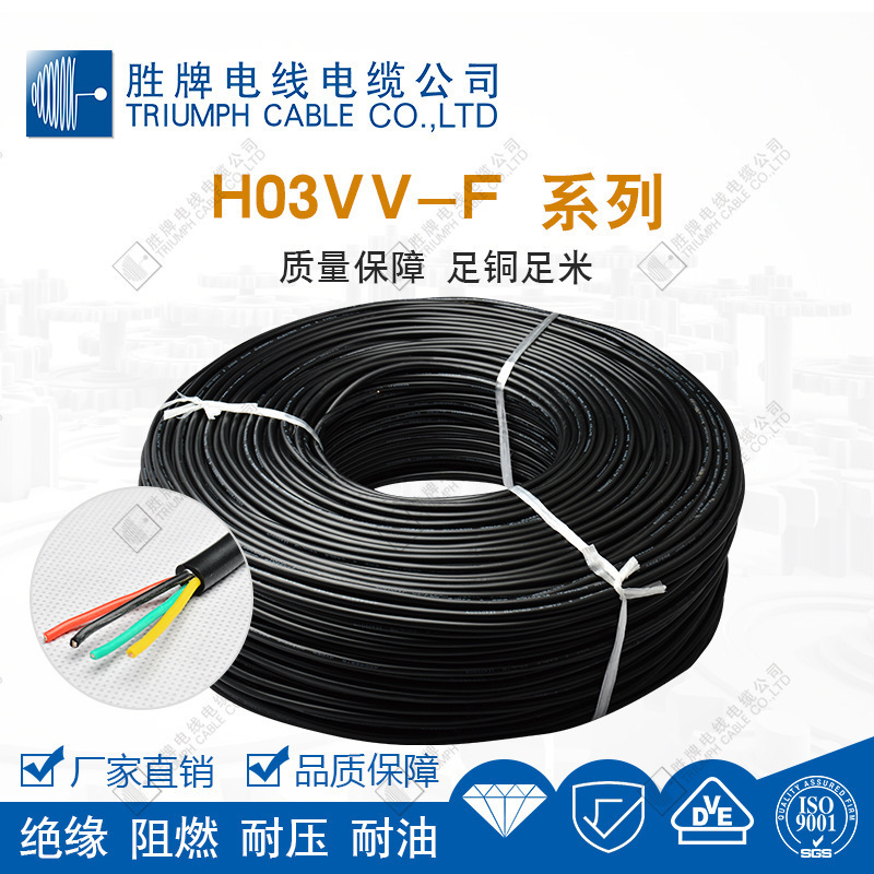 PVC护套线VDE认证电源线H03VV-F 2*0.75家用电器连接线胜牌