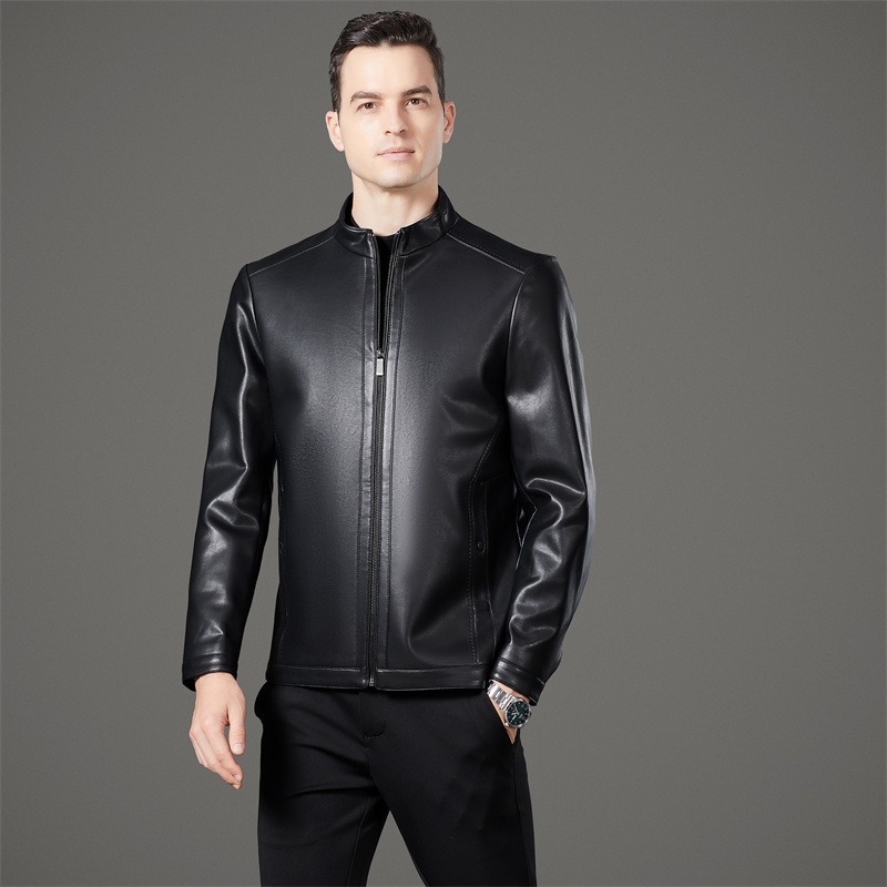 2025 Winter Genuine Leather down Jacket Men's Haining Genuine Goatskin Business Middle-Aged Dad's High-End Full Leather Jacket 2025 Winter Genuine Leather down Jacket Men's Haining Genuine Goatskin Business Middle-Aged Dad's High-End Full Leather Jacket