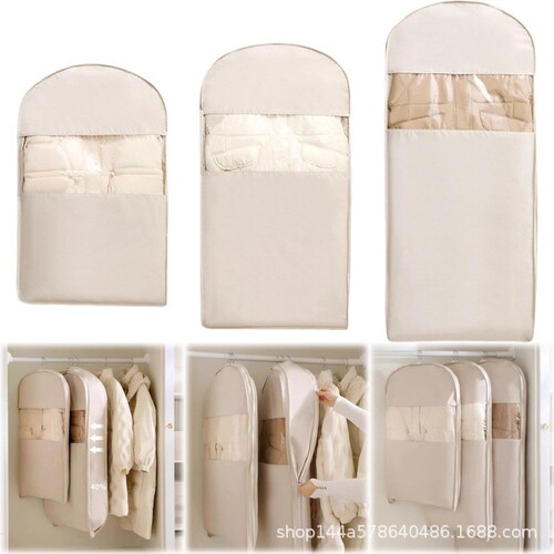 Down jacket compressed dust cover wardrobe clothes dustproof compression bag hanging type household visible clothing hanging cover bag