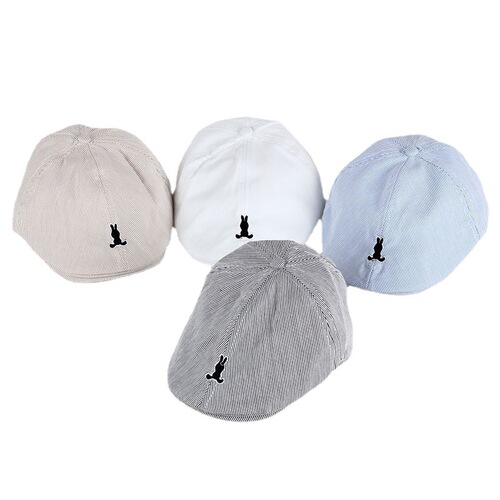 Foreign trade new product solid color striped embroidered figurine children's beret baby hat wholesale dropshipping