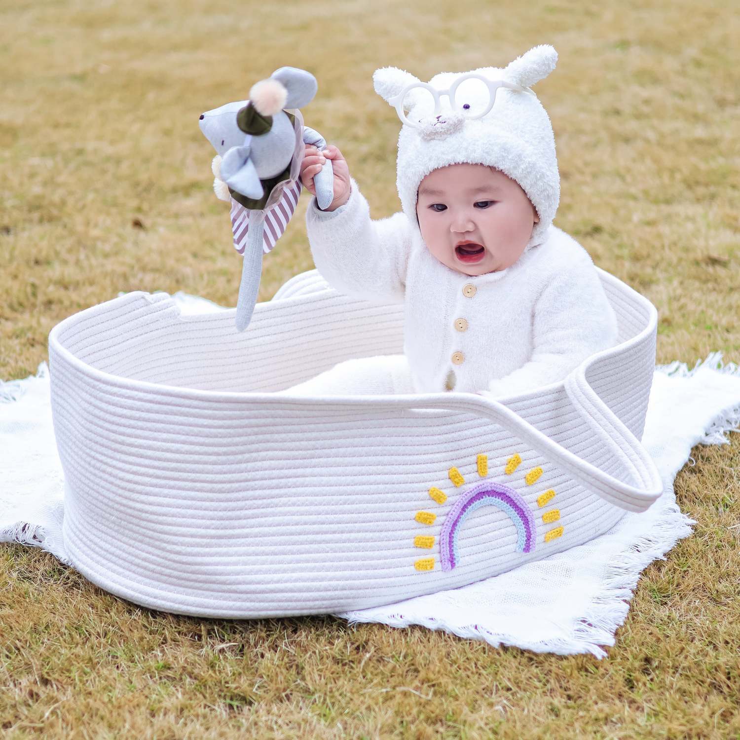 2Ins Baby Basket Baby Cradle Portable Kidsren's Car Baby Basket Newborn Sleeping Basket Woven