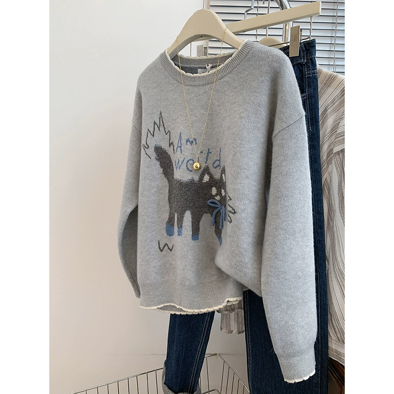 Demi-season knitted sweater, increased thickness