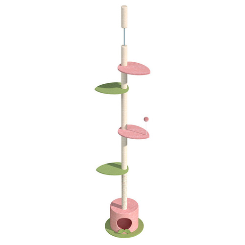 Sky Yuan Pet Peach Blossom Top-Notch Cat Tree Multi-Function Box Cat Condo Steel Top-Through Cat Climbing Pole DIY