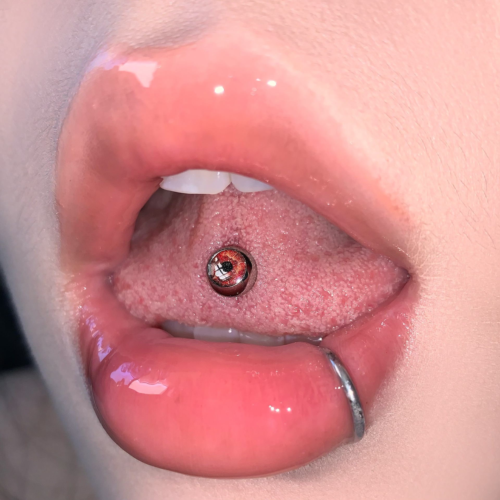 Star Vignetting Magic Eye Tongue Nail Steel Titanium External Thread Tongue Barbell Jewelry Wholesale detail image 9